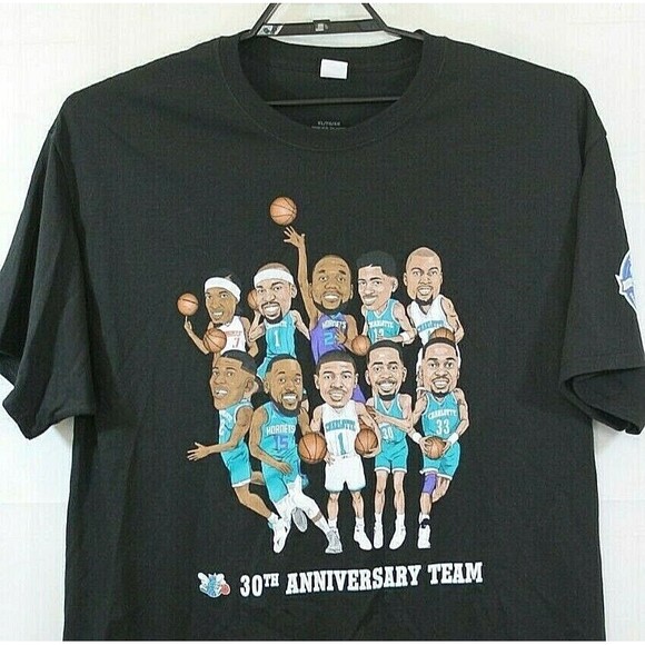 Charlotte Hornets T Shirt NBA 30th Anniversary 2018 Team Promo Black Size XL - Picture 3 of 6